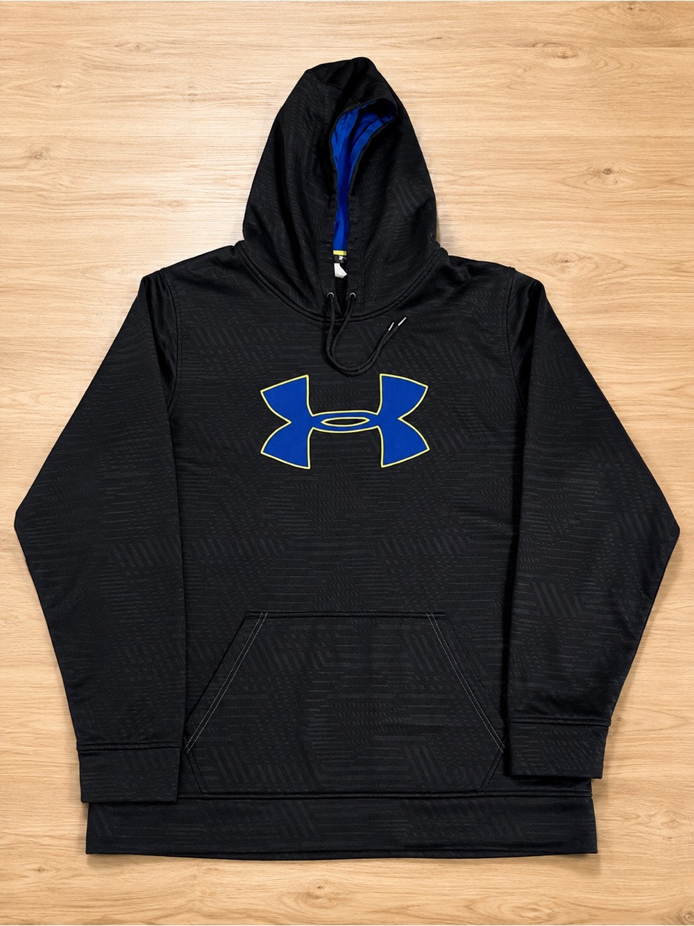 Under Armour Fleece Hoodie Men’s 2XL Black Blue Loose Fit Pullover - Picture 9 of 10